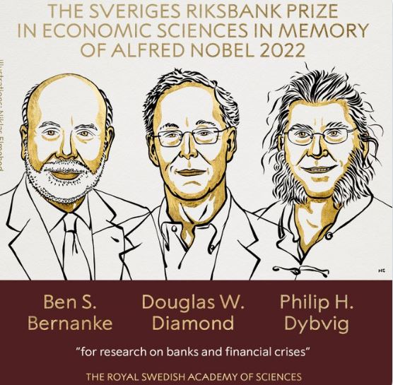 Giải Nobel Kinh tế 2022 thuộc về ba nhà kinh tế học Mỹ &quot;vì những nghiên cứu về ngân hàng và khủng hoảng tài chính&quot; - Ảnh 1.