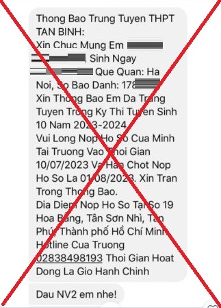 Thành phố Hồ Chí Minh: Cảnh báo tin nhắn giả mạo thông báo trúng tuyển lớp 10 công lập - Ảnh 1.