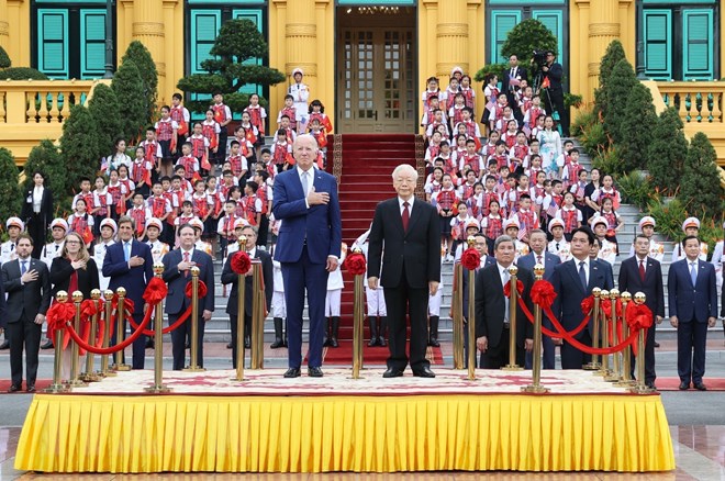 Tổng Bí thư Nguyễn Phú Trọng chủ trì Lễ đón chính thức Tổng thống Hoa Kỳ Joe Biden - Ảnh 6.