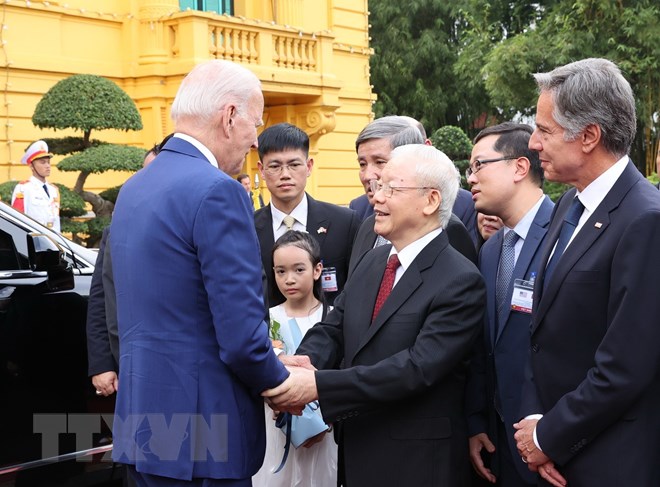 Tổng Bí thư Nguyễn Phú Trọng chủ trì Lễ đón chính thức Tổng thống Hoa Kỳ Joe Biden - Ảnh 4.