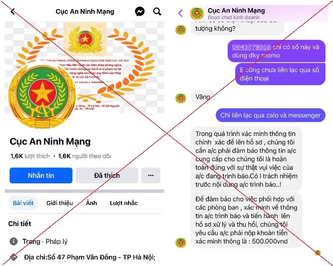 Công an thành phố Hà Nội cảnh báo các trang Facebook giả mạo Cục An ninh mạng, Trung tâm đào tạo cờ vua nhí- Ảnh 1.