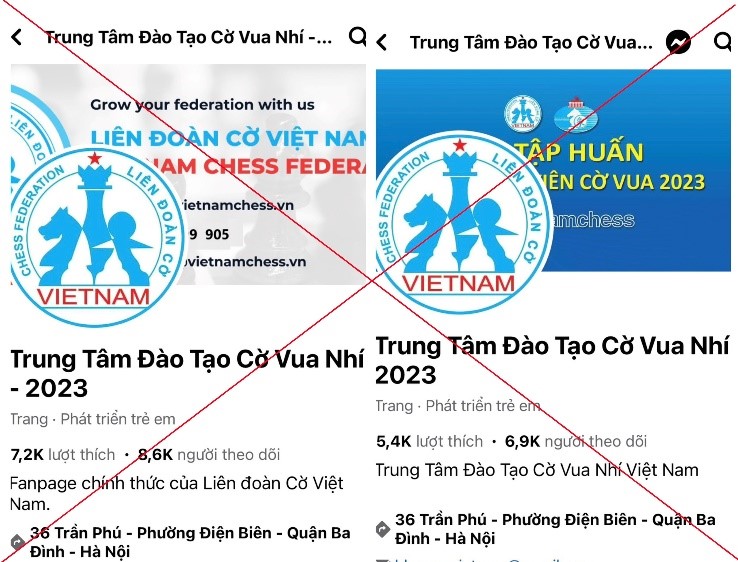 Công an thành phố Hà Nội cảnh báo các trang Facebook giả mạo Cục An ninh mạng, Trung tâm đào tạo cờ vua nhí- Ảnh 2.