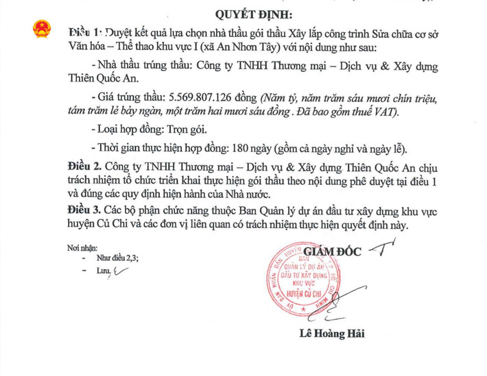 Công ty trúng thầu, thi công cùng lúc 7 gói thầu trị giá 75 tỉ đồng chỉ có... 1 nhân viên  - Ảnh 3.