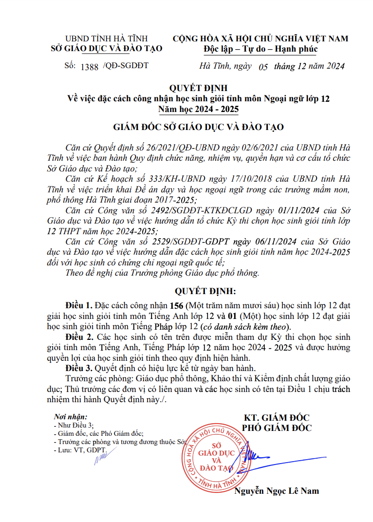 Hà Tĩnh: 156 em điểm IELTS từ 7.0 được đặc cách công nhận học sinh giỏi - Ảnh 1.