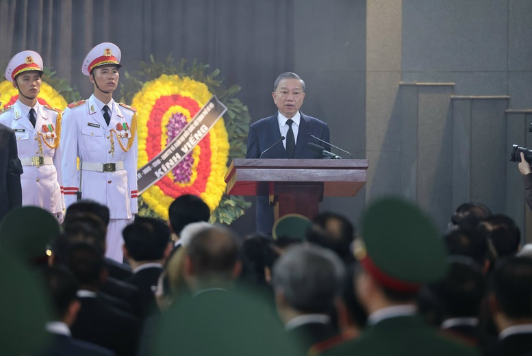 Chủ tịch nước Tô Lâm đọc lời điếu tại Lễ truy điệu Tổng Bí thư Nguyễn Phú Trọng- Ảnh 1.