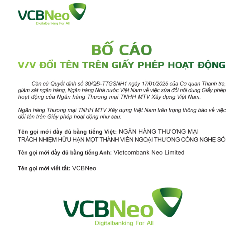 Ngành Ngân hàng xuất hiện một tên mới: VCBNeo - Ảnh 1.