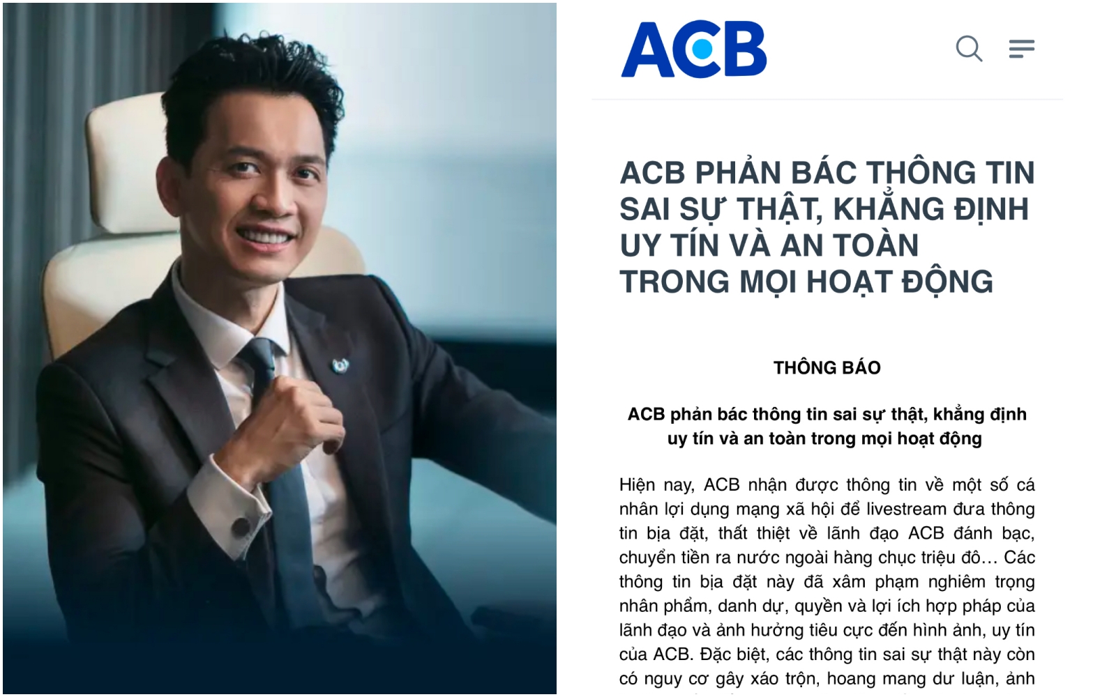 Bộ Công an chưa nhận được khiếu kiện vụ việc lãnh đạo Ngân hàng ACB bị tung tin đánh bạc - Ảnh 1.