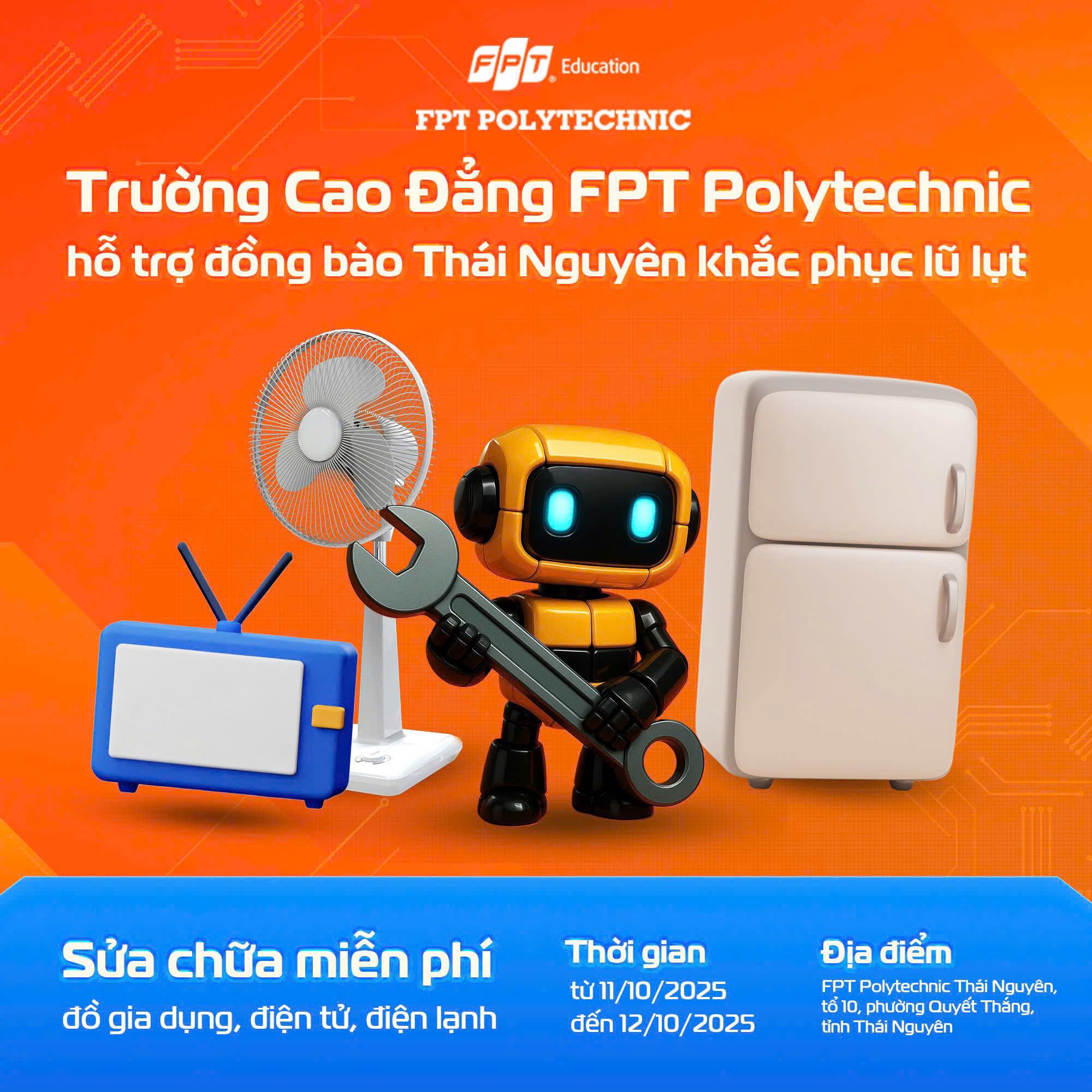 Thầy trò Trường Cao đẳng FPT Polytechnic sửa chữa miễn phí đồ điện tử giúp người dân vùng lũ Thái Nguyên- Ảnh 9.