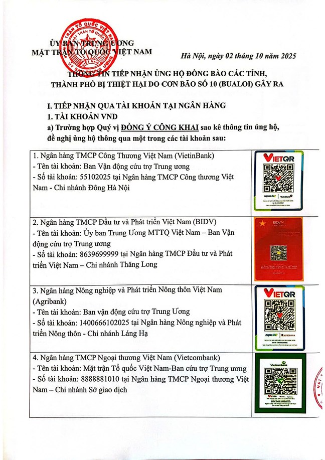 Mặt trận tổ quốc Việt Nam phát động ủng hộ đồng bào bị thiệt hại do cơn bão số 10 - Ảnh 3.