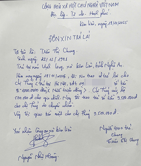 Trả lại 10 triệu đồng cho người phụ nữ ở Hà Nội chuyển nhầm 'giúp đỡ cứu người bị điện giật' - Ảnh 1.