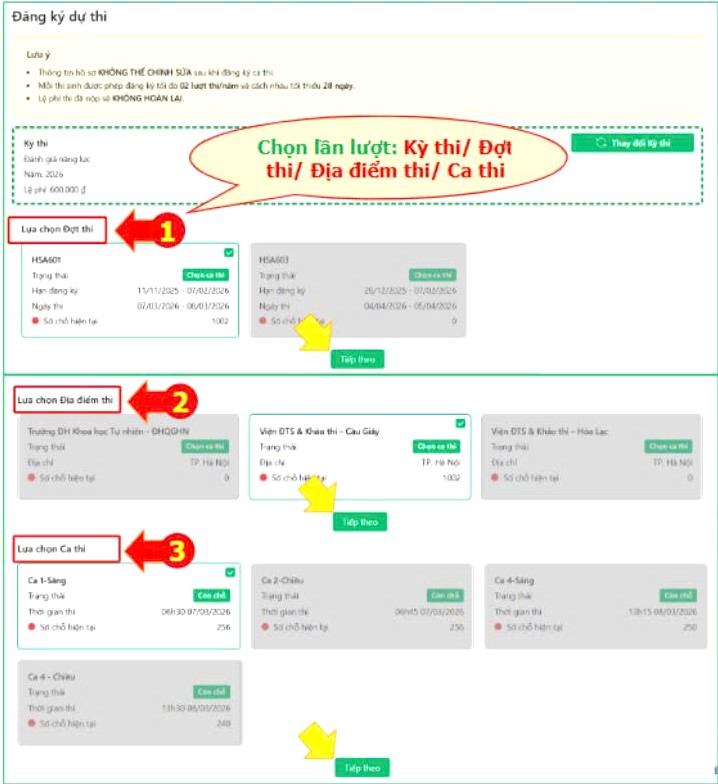 Thi đánh giá năng lực HAS 2026, thí sinh cần lưu ý gì trong đăng ký ca thi? - Ảnh 1.