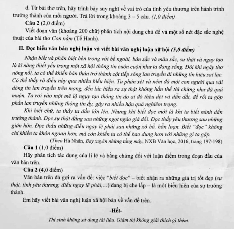 Đề thi, đáp án Ngữ văn thi vào lớp 10 - Ảnh 2.