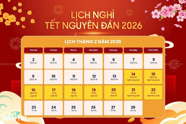 Lịch nghỉ Tết Nguyên đán, nghỉ Quốc khánh năm 2026- Ảnh 1. Lịch nghỉ Tết Nguyên đán, nghỉ Quốc khánh năm 2026- Ảnh 1.