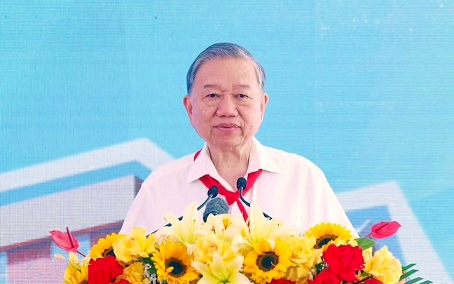 Tổng B&iacute; thư T&ocirc; L&acirc;m dự lễ khởi c&ocirc;ng Trường Phổ th&ocirc;ng nội tr&uacute; li&ecirc;n cấp Ea Rốk, Đắk Lắk - Ảnh 3.