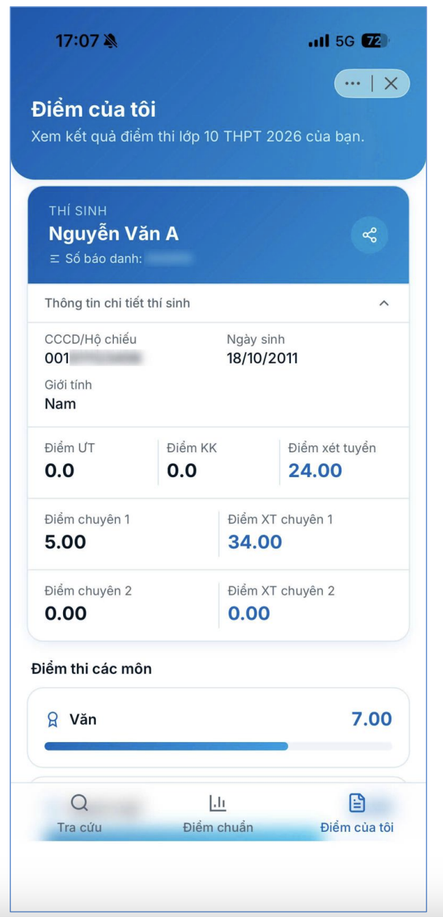C&aacute;ch tra cứu điểm thi lớp 10 H&agrave; Nội tr&ecirc;n ứng dụng iHanoi - Ảnh 3.