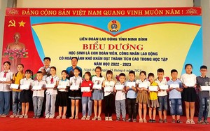 Ninh Bình: Khen thưởng 256 con đoàn viên, công nhân lao động có hoàn cảnh khó khăn, học giỏi