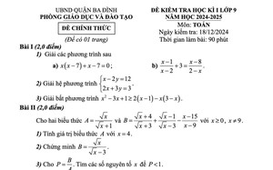 Đề thi học kỳ 1 lớp 9 môn Toán Trường Trung học phổ thông chuyên Khoa học Tự nhiên - Ảnh 2.