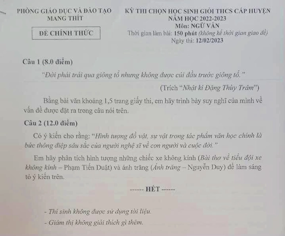 Đề học viên chất lượng Ngữ văn: Không được cúi đầu trước giông tố - Hình ảnh 2.