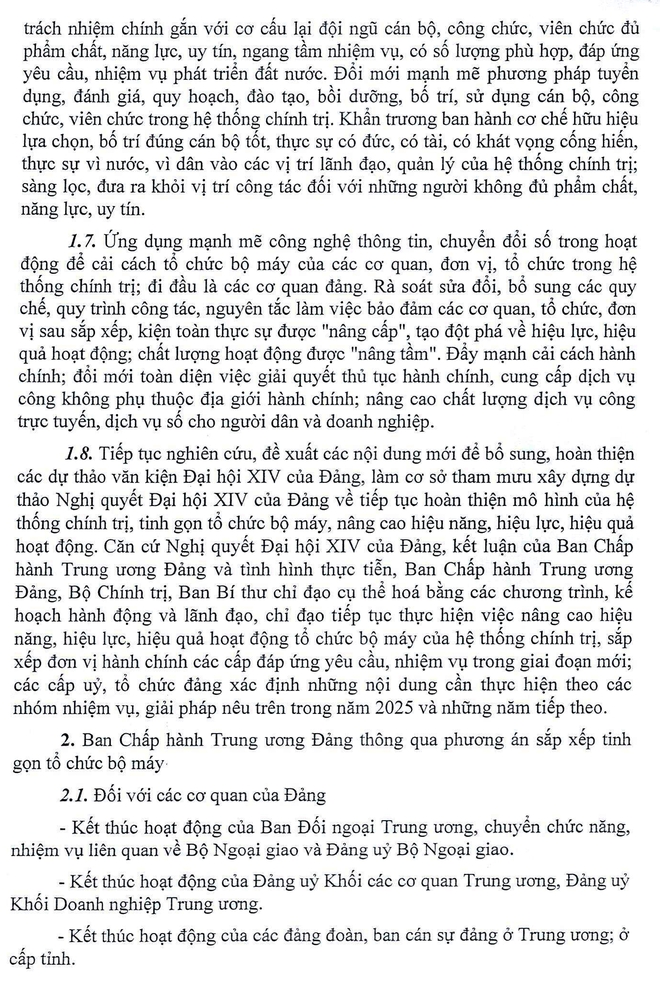 Ban hành Kết luận tổng kết Nghị quyết số 18-NQ/TW Trung ương Đảng về sắp xếp, tinh gọn bộ máy - Ảnh 4.