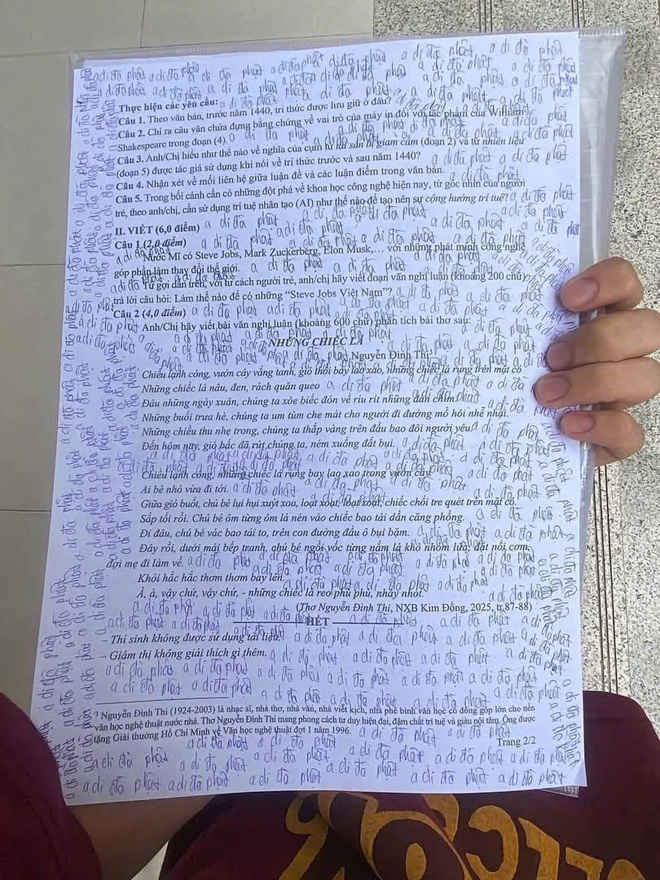 Sĩ tử viết kín đề thi Ngữ văn bằng những dòng chữ cầu nguyện gây sốt mạng xã hội - Ảnh 3.