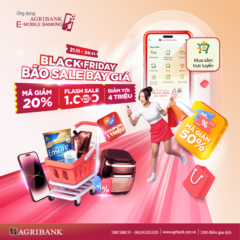 BLACK FRIDAY - Bão sale “bay giá” khi Mua sắm trực tuyến trên Agribank E-Mobile Banking - Ảnh 1.