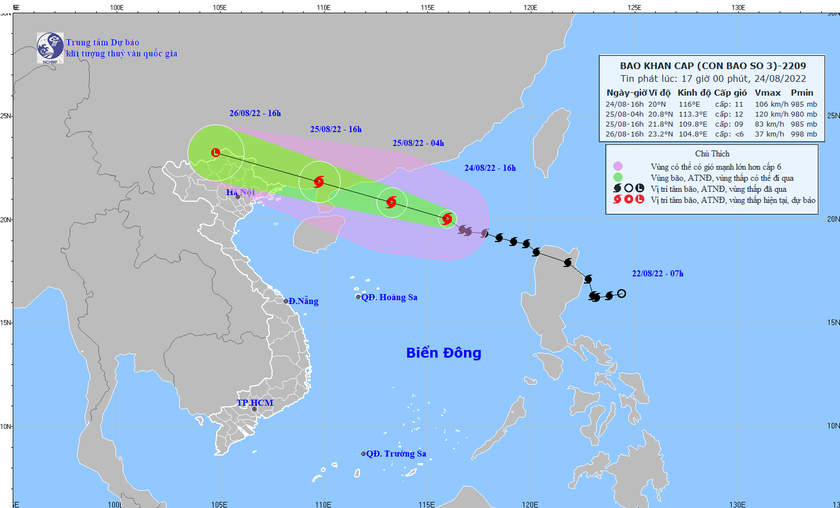 Ảnh hưởng của bão số 3: Từ chiều tối 25/8, ven biển Quảng Ninh sẽ có gió mạnh cấp 6, giật cấp 8 - Ảnh 1.