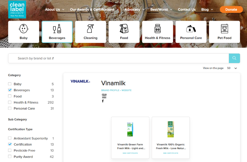 Vinamilk có sản phẩm sữa tươi đầu tiên trên thế giới được chứng nhận từ tổ chức Clean Label Project của Mỹ - Ảnh 2.