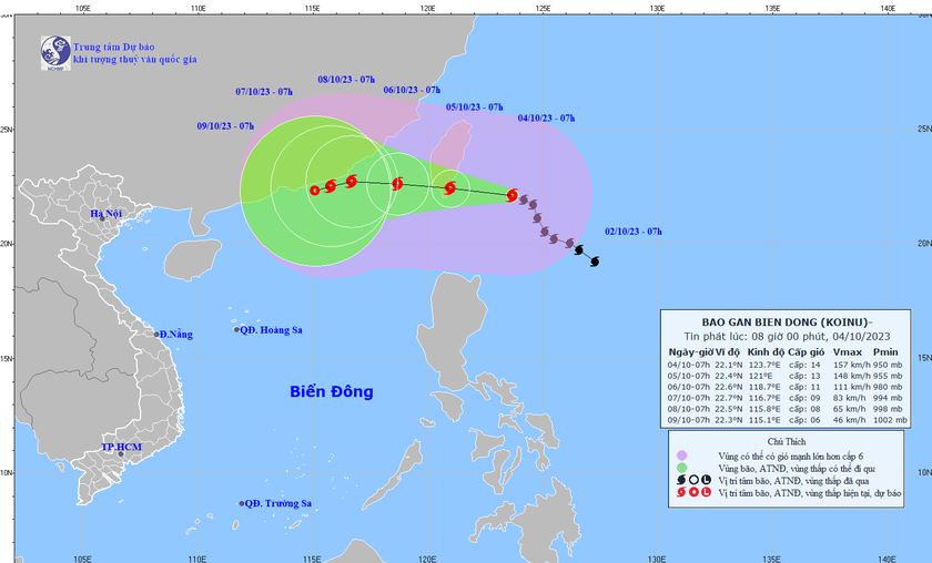 Tin mới nhất về bão Koinu giật cấp 17 gần Biển Đông - Ảnh 1.