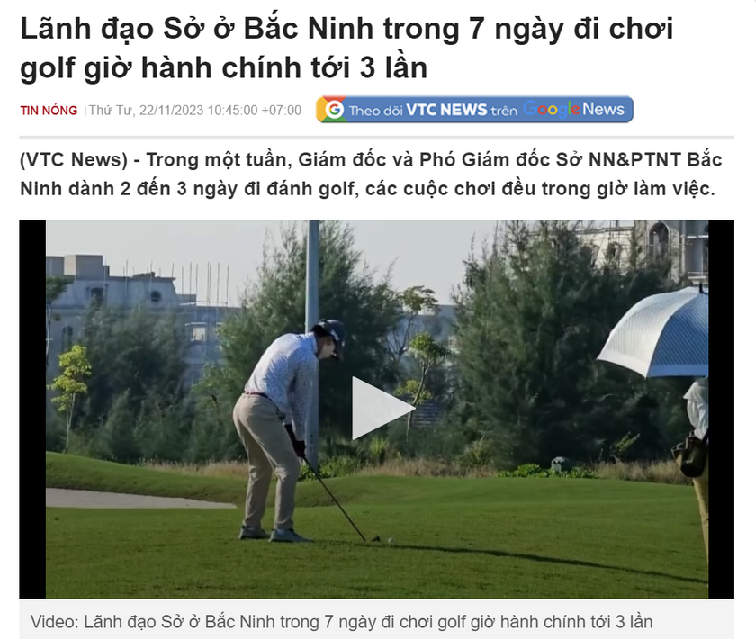 Bắc Ninh thành lập đoàn kiểm tra việc lãnh đạo sở chơi golf giờ hành chính; ra chỉ thị tăng cường kỷ luật, kỷ cương- Ảnh 1.