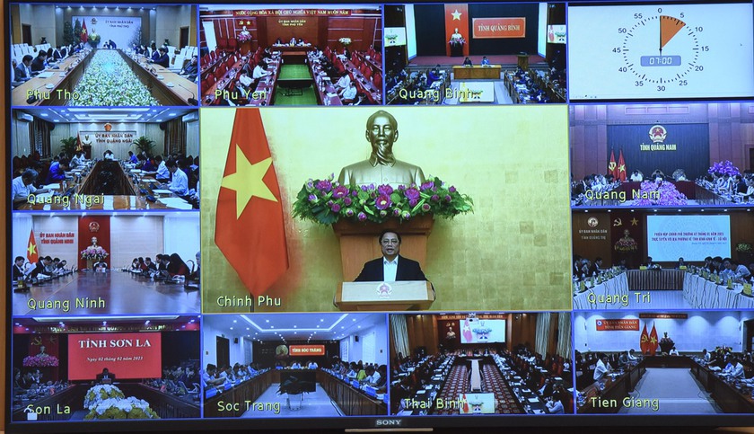 Thủ tướng Phạm Minh Chính họp với 63 địa phương triển khai các nhiệm vụ trọng tâm - Ảnh 1.