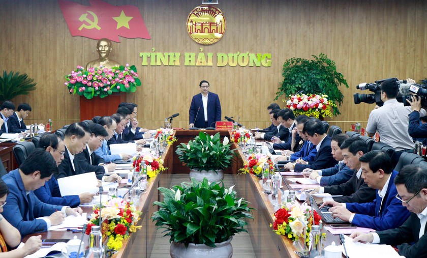 Thủ tướng Chính phủ Phạm Minh Chính làm việc với lãnh đạo tỉnh Hải Dương - Ảnh 1.