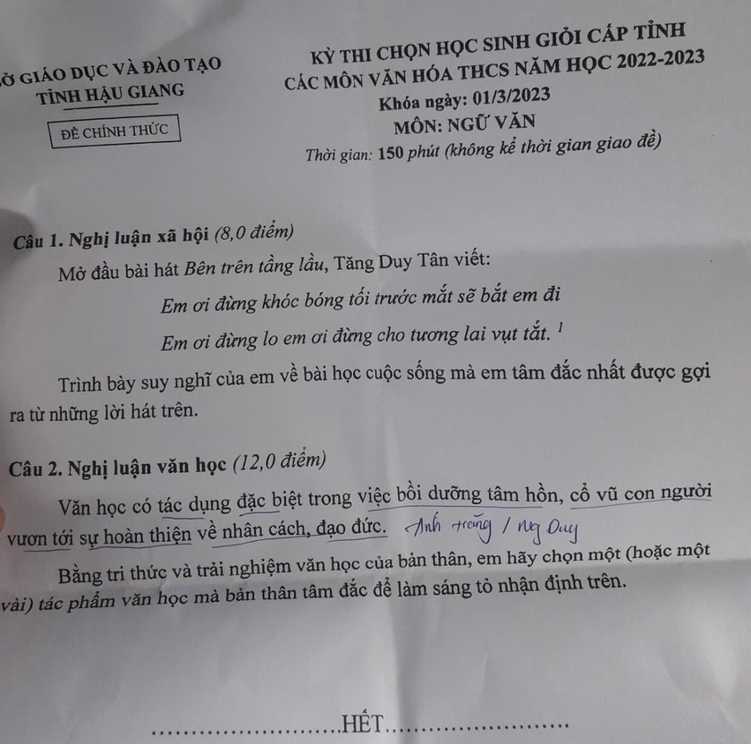 Tranh cãi 'Bên trên tầng lầu' vào đề thi học sinh giỏi Ngữ văn - Ảnh 2.