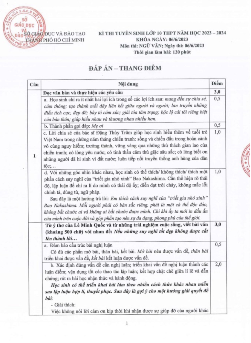 Thành phố Hồ Chí Minh công bố đáp án chính thức 3 môn thi vào lớp 10 - Ảnh 3.