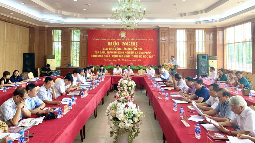 Hội khuyến học các tỉnh, thành phố Đồng bằng sông Hồng giao ban công tác 6 tháng đầu năm 2023 - Ảnh 1.