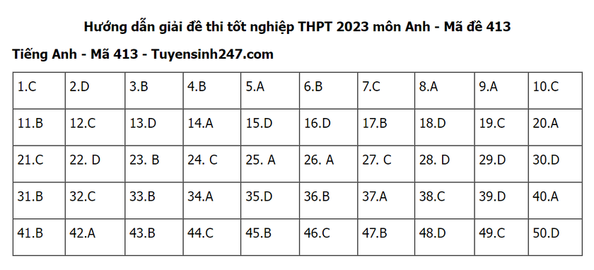 Gợi ý đáp án bài thi môn Tiếng Anh Kỳ thi tốt nghiệp trung học phổ thông 2023 - Ảnh 2.