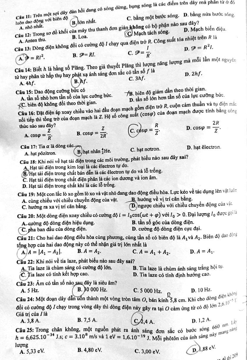 Đề thi môn Vật lí thi tốt nghiệp trung học phổ thông năm 2023 - Ảnh 2.