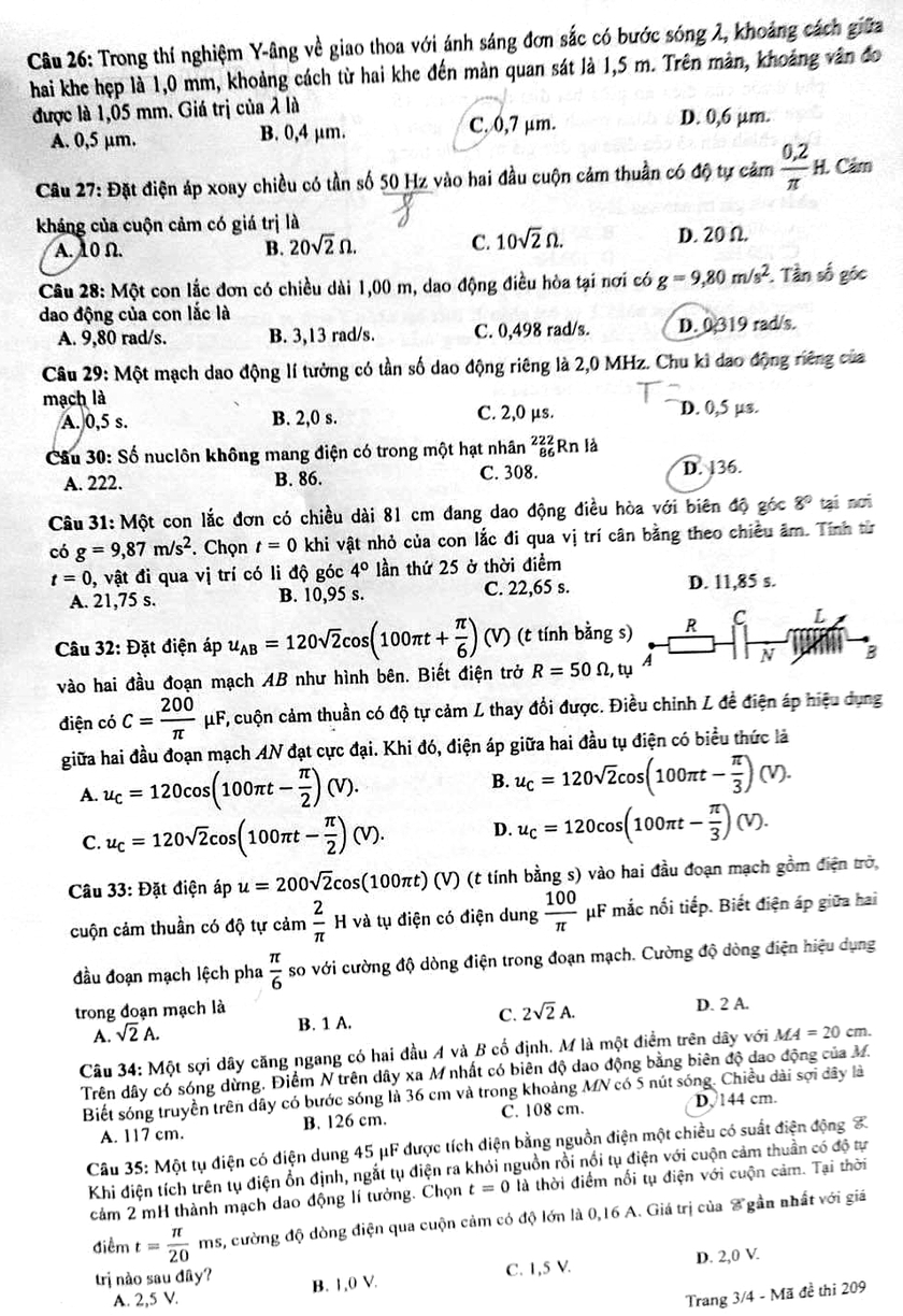 Đề thi môn Vật lí thi tốt nghiệp trung học phổ thông năm 2023 - Ảnh 3.