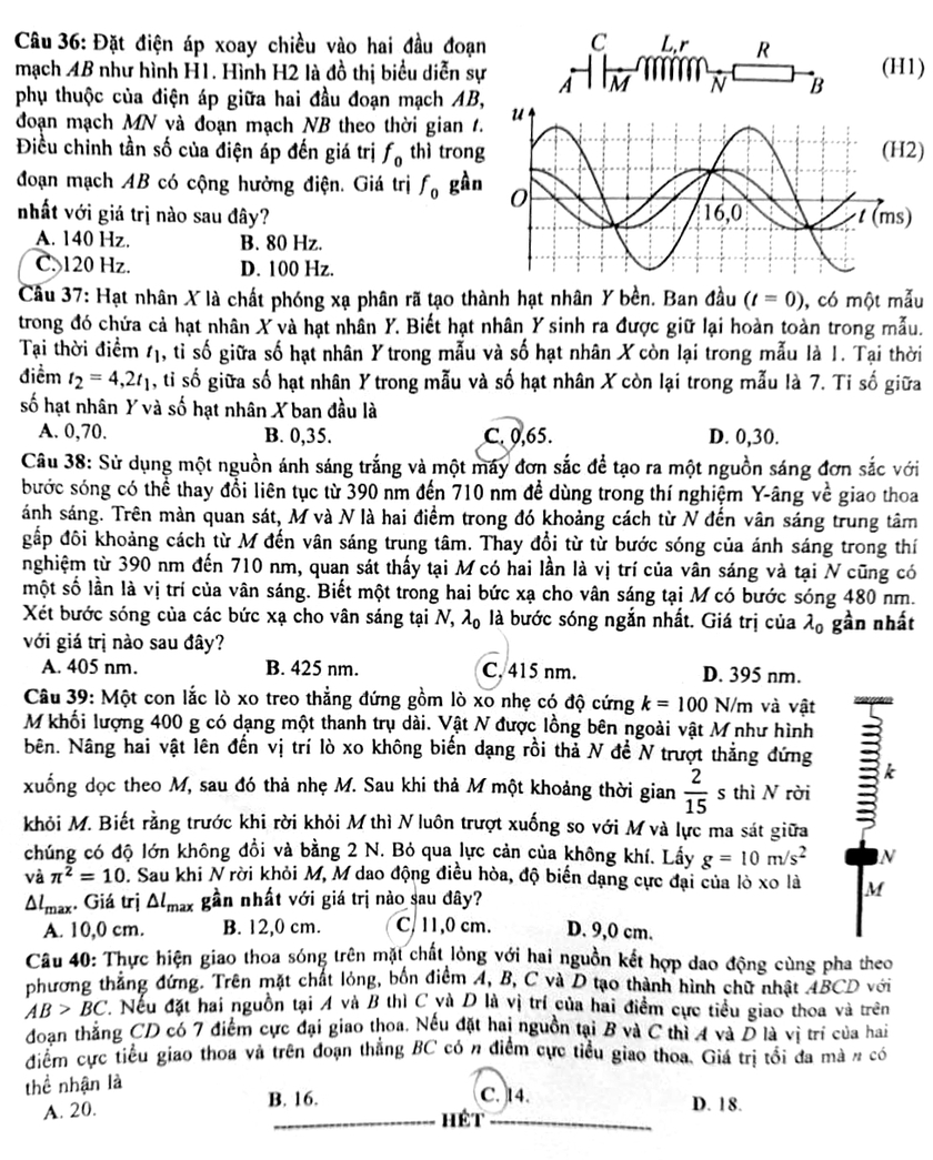 Đề thi môn Vật lí thi tốt nghiệp trung học phổ thông năm 2023 - Ảnh 4.