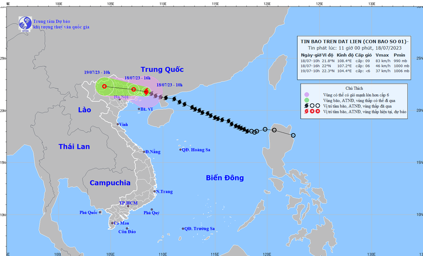 Tâm bão số 1 giật cấp 11 đang áp sát Quảng Ninh - Hải Phòng - Ảnh 1.