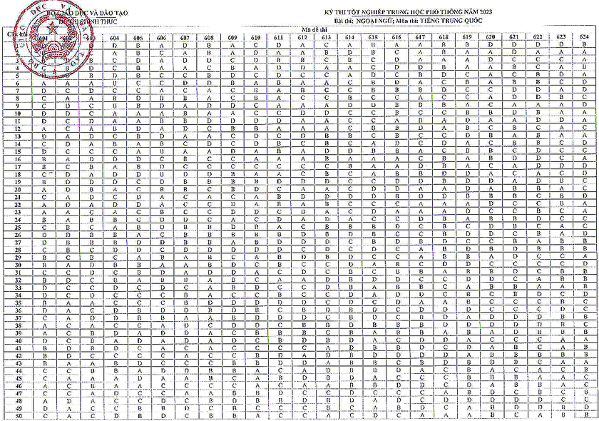 Đáp án chính thức môn Ngoại ngữ kỳ thi tốt nghiệp trung học phổ thông năm 2023 - Ảnh 4.