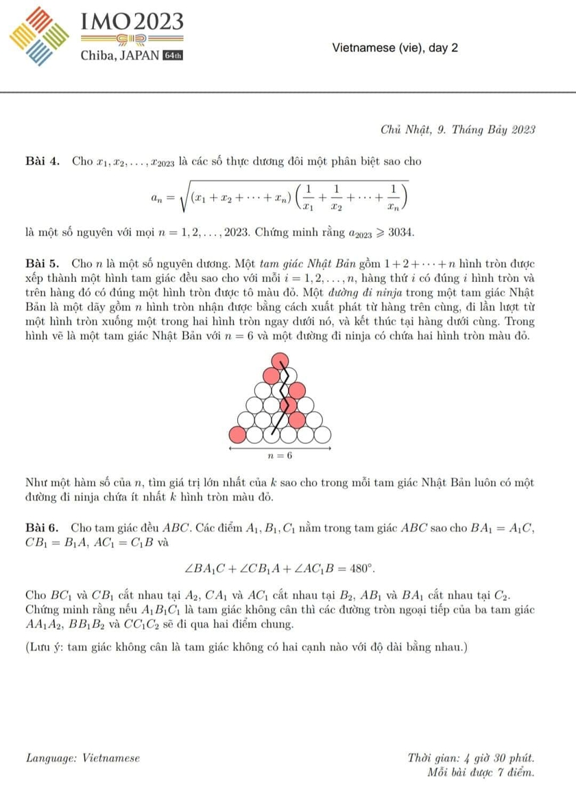 đề thi Olympic Toán quốc tế 2023