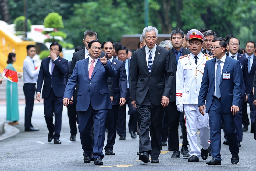 Thủ tướng Chính phủ Phạm Minh Chính chủ trì lễ đón Thủ tướng Singapore Lý Hiển Long - Ảnh 5.
