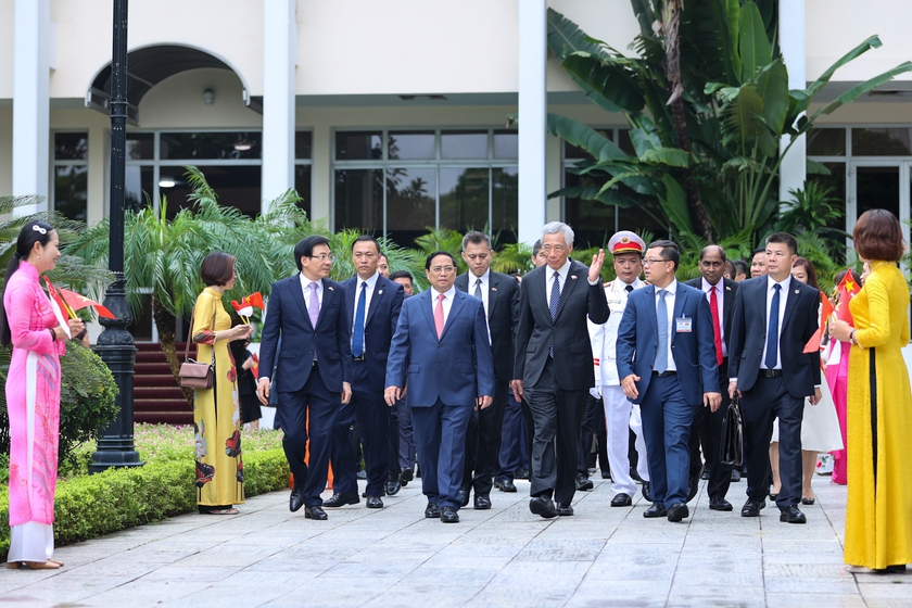 Thủ tướng Chính phủ Phạm Minh Chính chủ trì lễ đón Thủ tướng Singapore Lý Hiển Long - Ảnh 6.