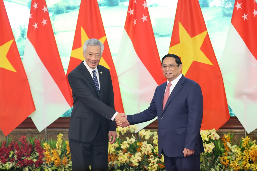 Thủ tướng Chính phủ Phạm Minh Chính chủ trì lễ đón Thủ tướng Singapore Lý Hiển Long - Ảnh 8.