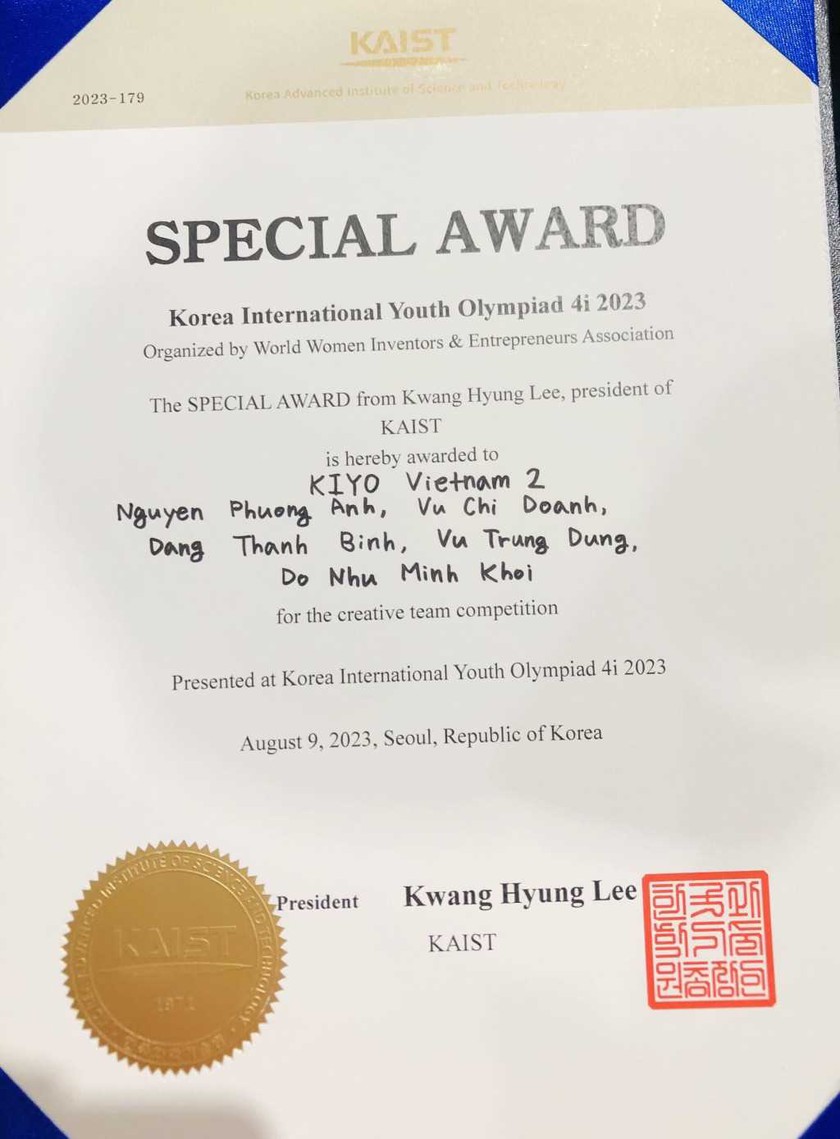 Quảng Ninh: Đạt Huy chương Vàng và Giải đặc biệt tại Olympic khoa học quốc tế Hàn Quốc 2023 - Ảnh 2.
