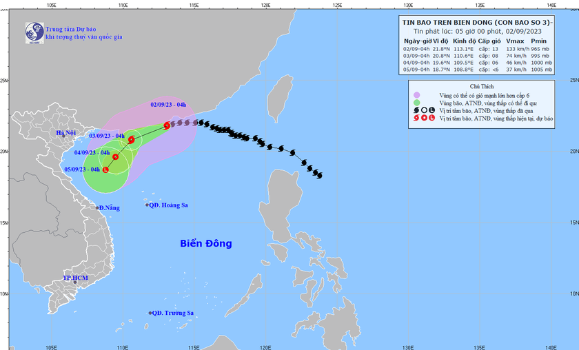Diễn biến mới nhất ngày 2/9 của bão số 3 giật cấp 15 trên Biển Đông - Ảnh 1.
