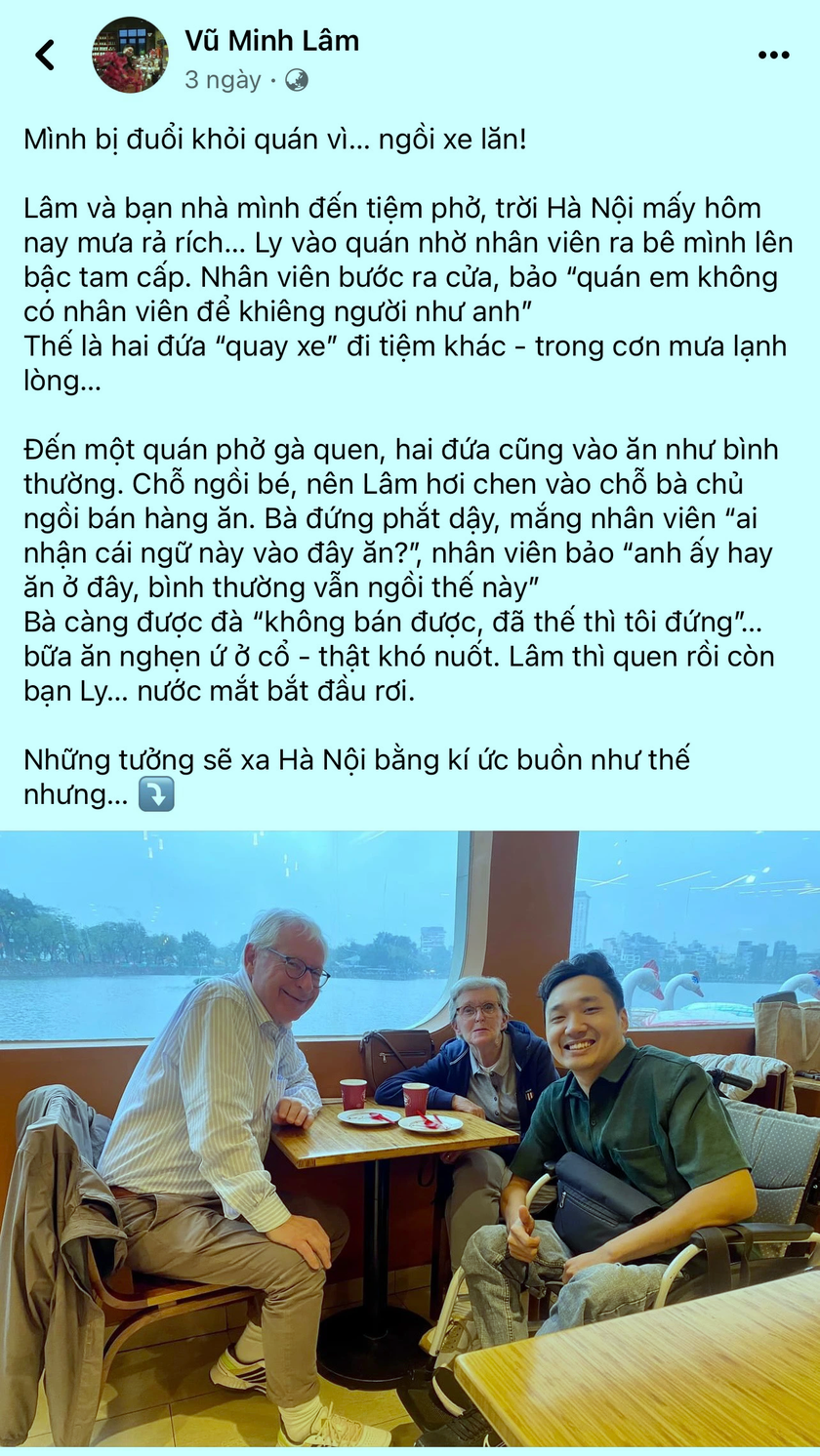 Cộng đồng mạng nghi ngờ tính xác thực khi TikToker Vũ Minh Lâm "tố" bị đuổi khỏi quán ở Hà Nội vì ngồi xe lăn- Ảnh 1.