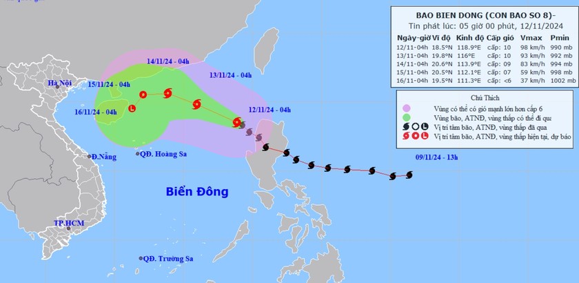 Bão số 8 mạnh cấp 10 ảnh hưởng vùng biển các tỉnh miền Trung - Ảnh 1.