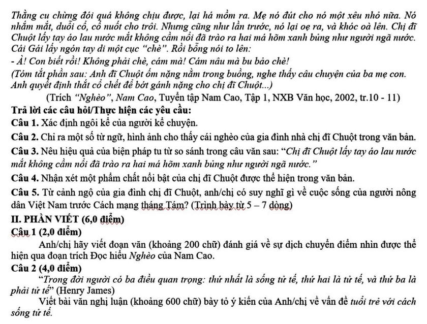 Tác phẩm "Nghèo" vào đề khảo sát thi tốt nghiệp môn Ngữ văn - Ảnh 2.