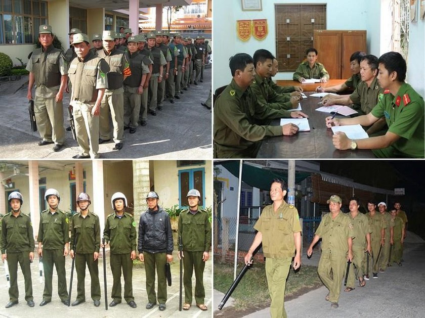 Lực lượng tham gia bảo vệ an ninh, trật tự ở cơ sở được trang bị dùi cui, áo giáp, găng tay bắt dao- Ảnh 1.